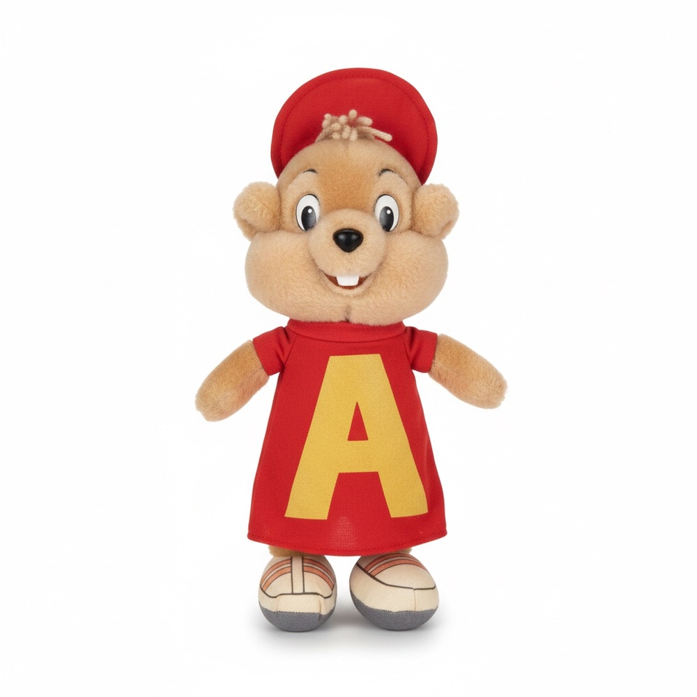 🐿️  Vintage Alvin and the Chipmunks: Alvin 12" Plush Toy - Red Hoodie & Cap ❤️